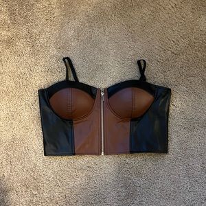 Faux Leather two tone corset top